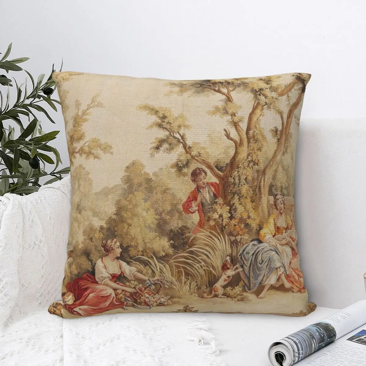 Aubusson Antique French Tapestry Pillow Cases France Bastille Day Retro 18th Century Cushion Covers Throw Pillow Case Cover