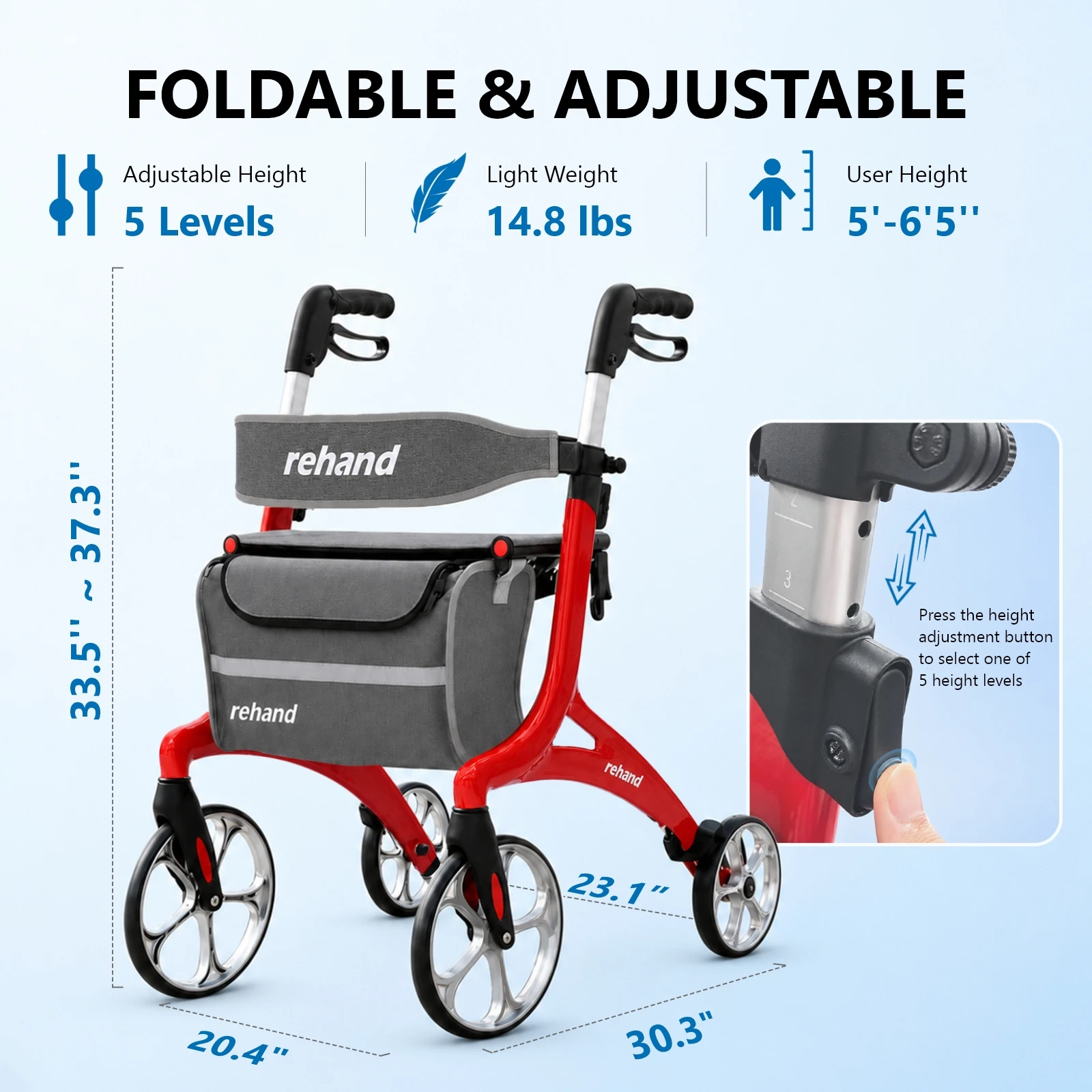 Coolfull Rehand RH2416 Auxiliary Walk Aid-Manual Height Adjustable Anti-Slip Durable Design for Home & Hospital Use
