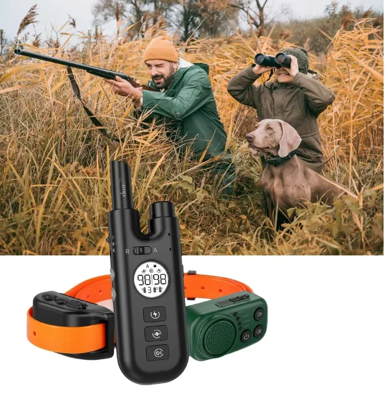 Nuovo addestramento per cani con collare elettrico remoto da 800m, Stop Bark Collar Sound Shock Vibration IPX7 con Beeper da caccia per