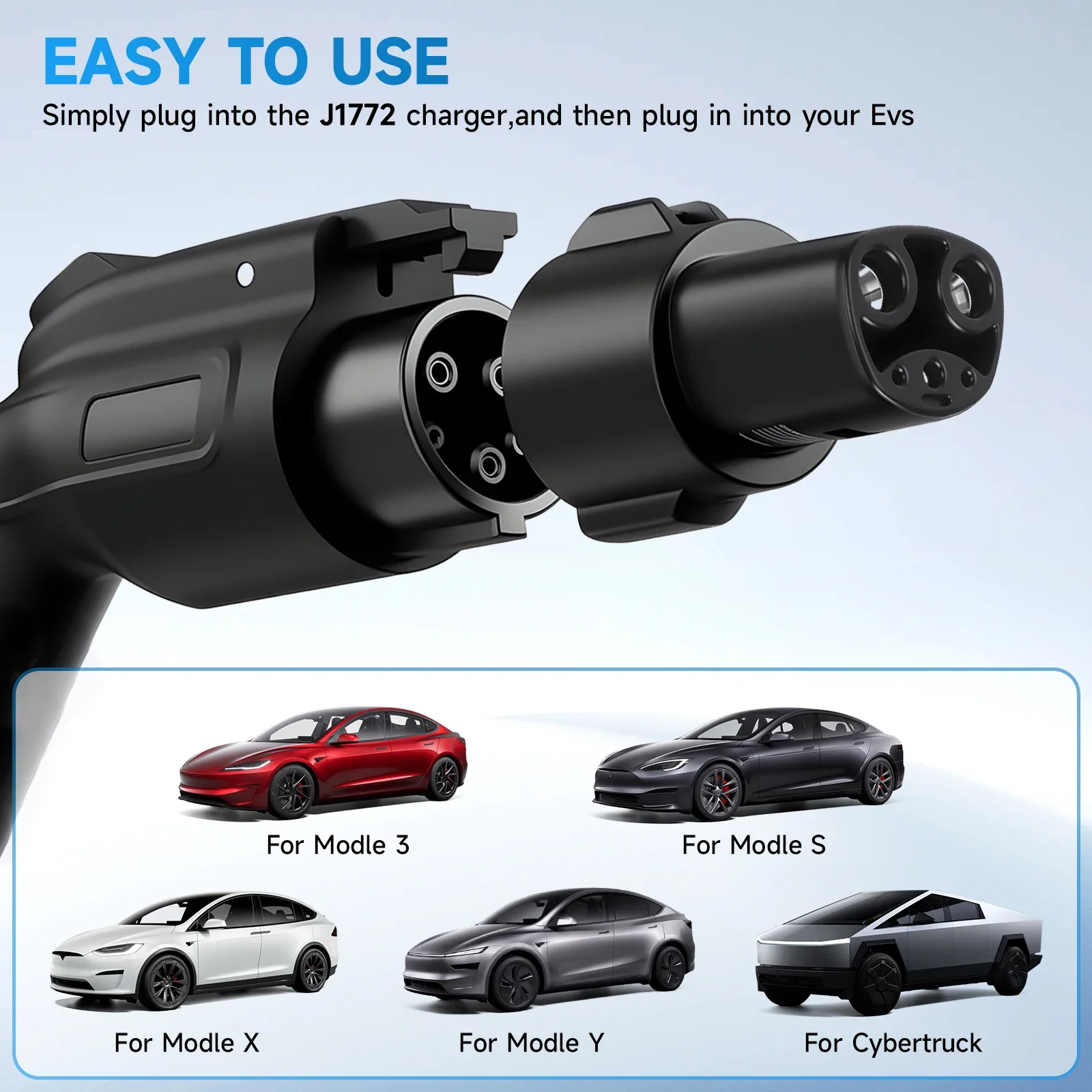 EV Charger Adapter Latch Electric Vehicle For Type1 to TESLA Convertor J1772 to Tesla TS-NACS EVSE Socket Car Tesla Model3/Y/S/X