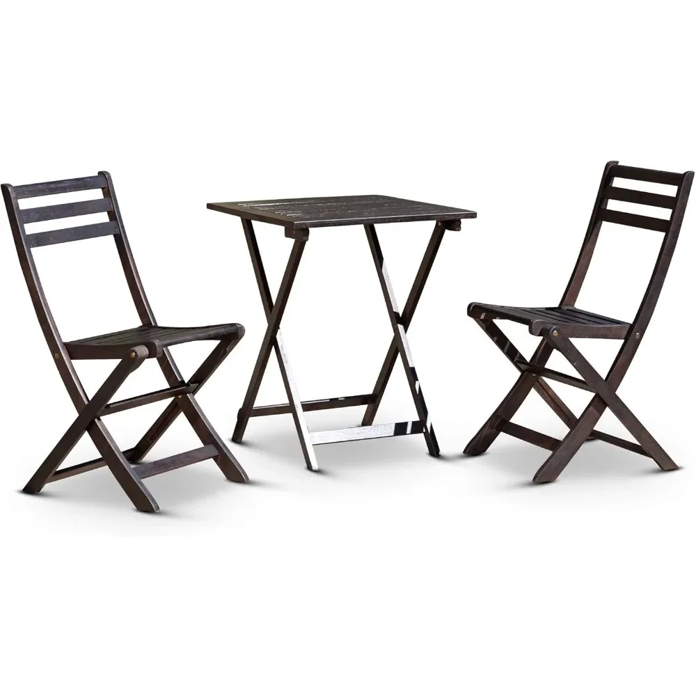 

Outdoor Living Twin Lakes 3-Piece Eucalyptus Café Bistro Set - Espresso, Square Table
