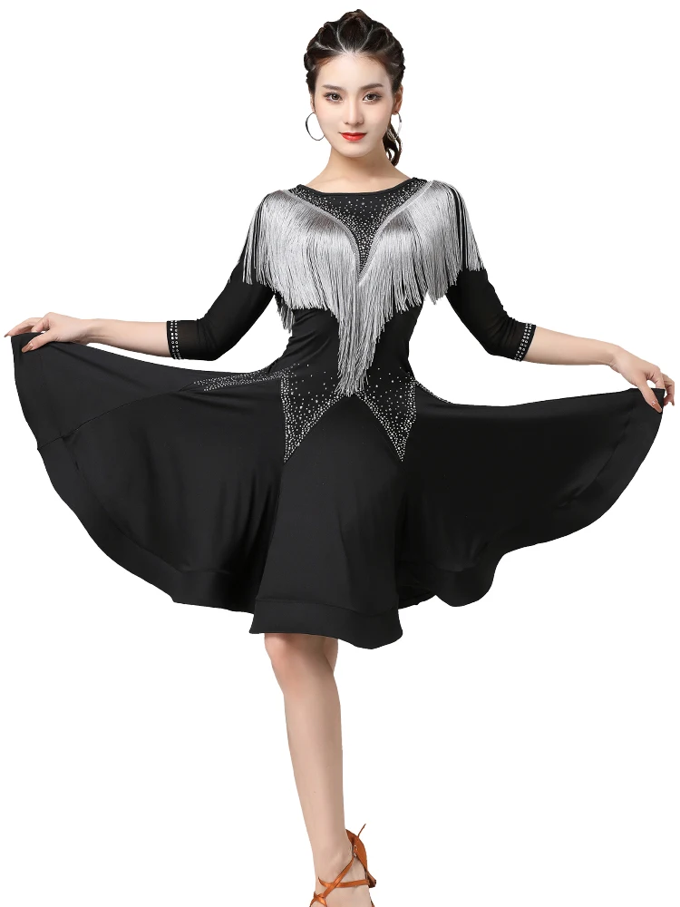 

Latin Dance Skirt Women Rumba Samba Ballroom Salsa Tango Dance Dress Adult Sexy Tassel Skirt Stage Costume Practice Clothes