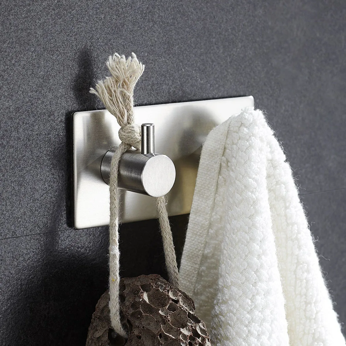 

Stainless Steel Hooks Durable Wall Mounted Hangers Towel Coat Non Slip Strong Adhesive No Drill Waterproof Rust Resistant