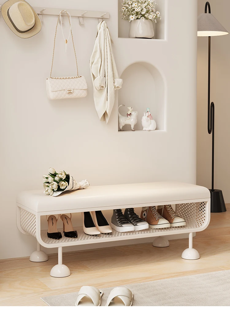 Iron Entryway Shoe Bench with Storage Sturdy Shoe Rack Convertible Seat Shoe Organizer Creative Large Capacity Boot Shelf