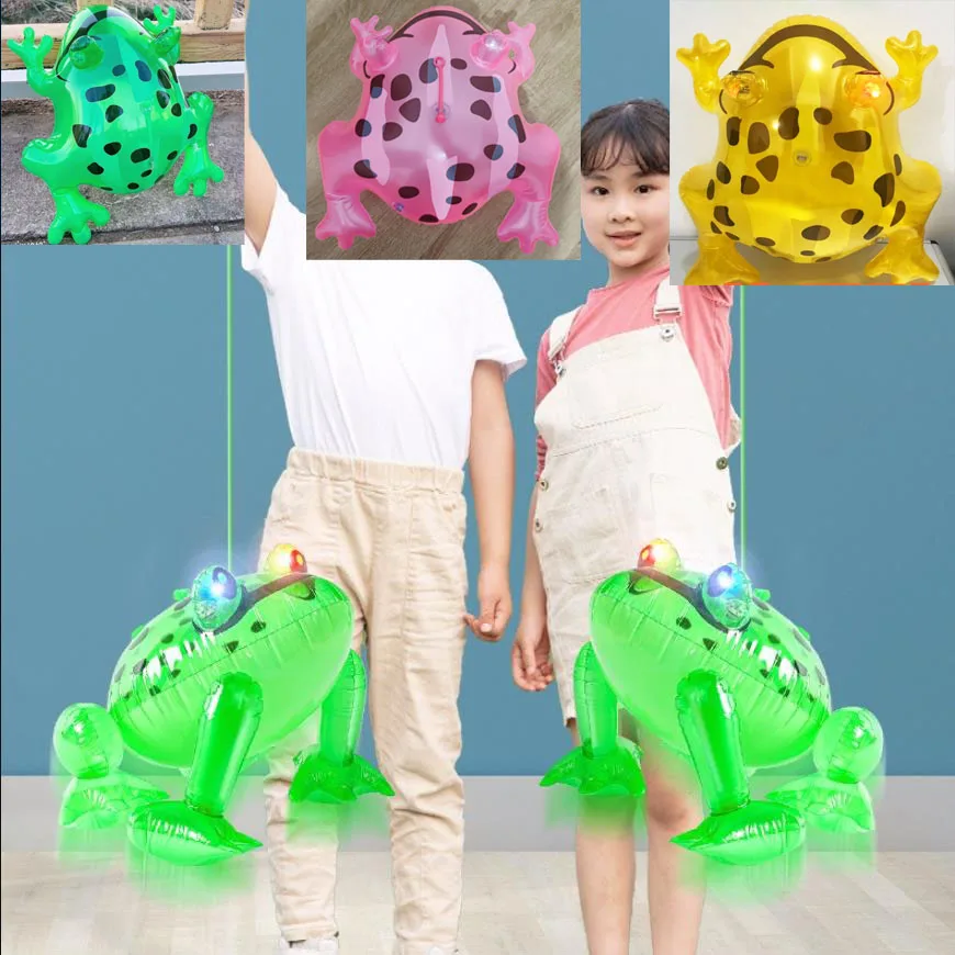 10pcs LED Luminous Frog PVC Lnflatable Toy Frog Ball New Elastic Frog Lnflatable Flash Large Flash Jumping Frog Toy Gift