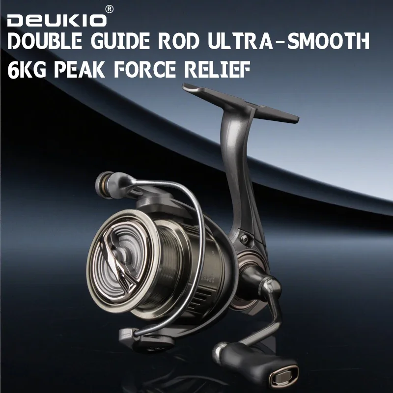 DEUKIO Angelrolle mit Doppelführungsrolle 5.2:1 6kg Bremskraft 7+1BB für Süß- und Salzwasser Köderrolle 2500 3000 Serie