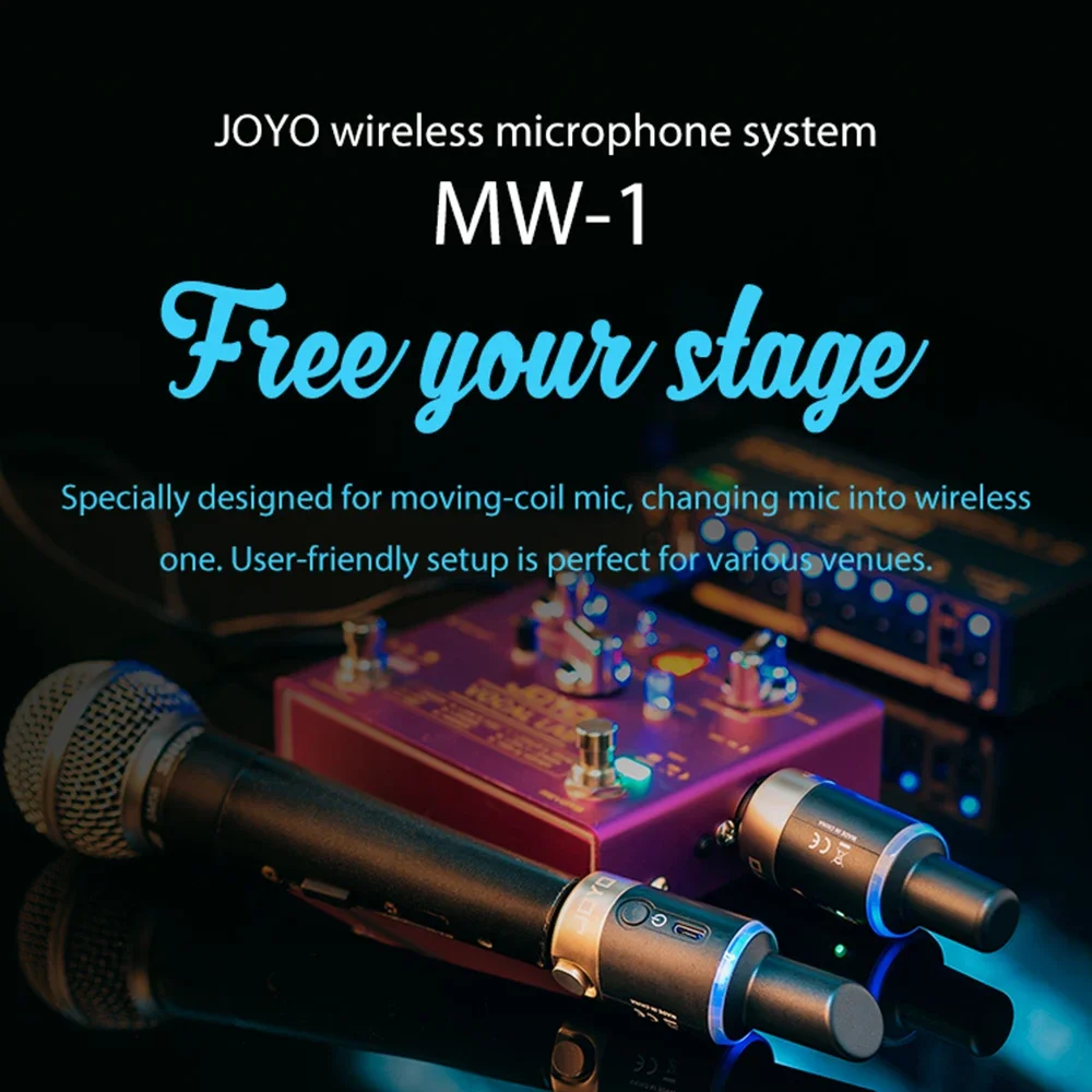 

JOYO MW-1 5.8GHz Wireless Mic System XLR Converter Kit Zero Noise Transmission for Live Interview/Studio Global Plug Ready