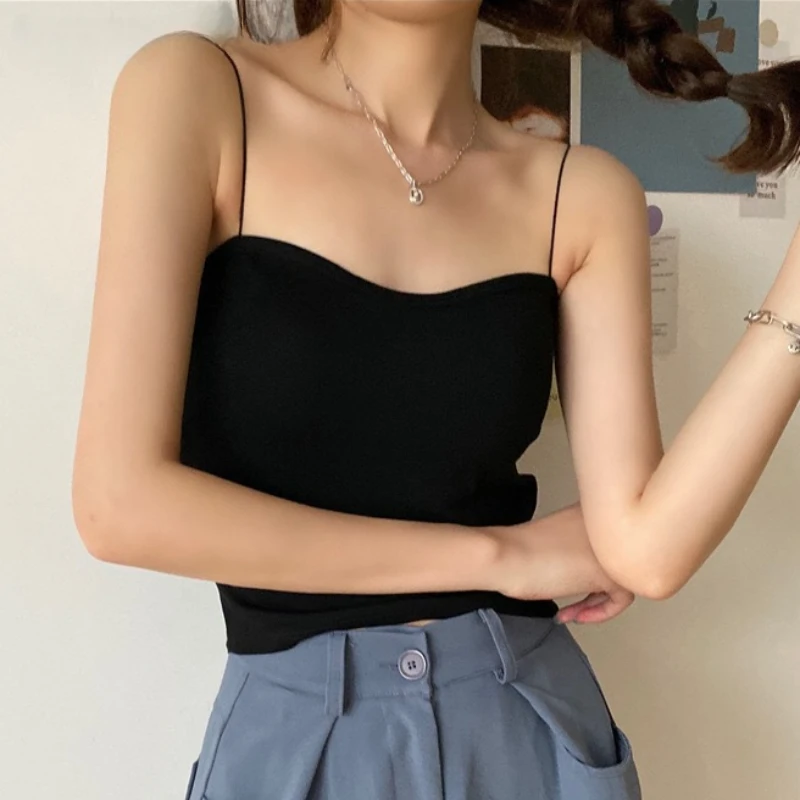 2024 Women Summer Vest Tops Sleeveless Cotton Bustier with Pads Soft Elastic Wear-resistant Vest Crop Top Seamless Bralette Tees