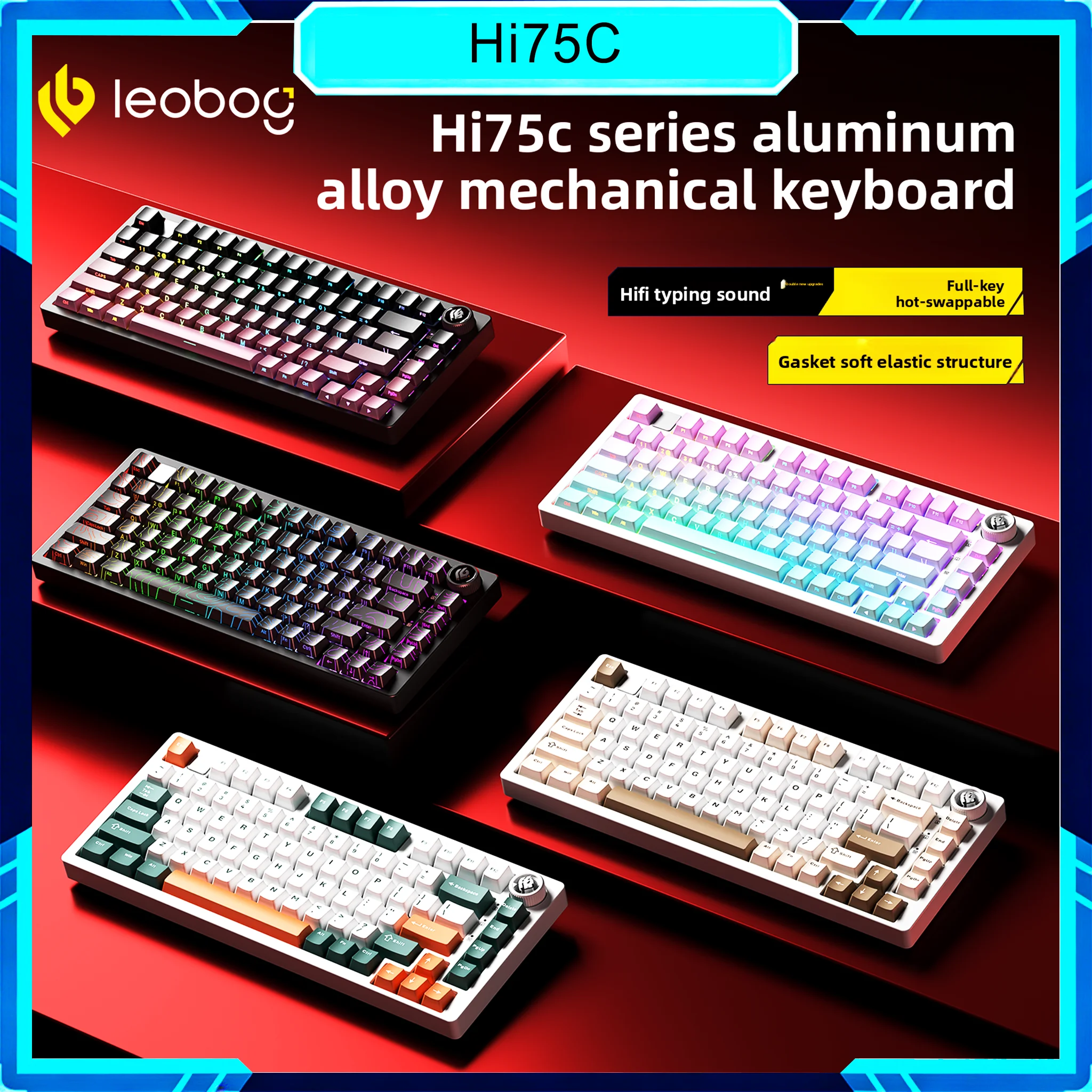 

LEOBOG Hi75C Tri-mode Mechanical Keyboard Customization Kit Hot Swap With Knob RGB Aluminium Alloy Gasket Gaming Keyboard Kit