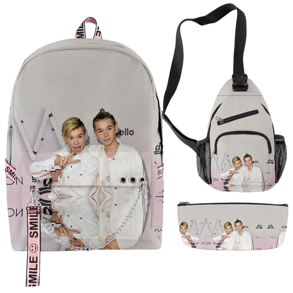 Trendy Popular Funny marcus & martinus 3D Print 3pcs/Set School Bags multifunction Travel Backpack Chest Bag Pencil Case