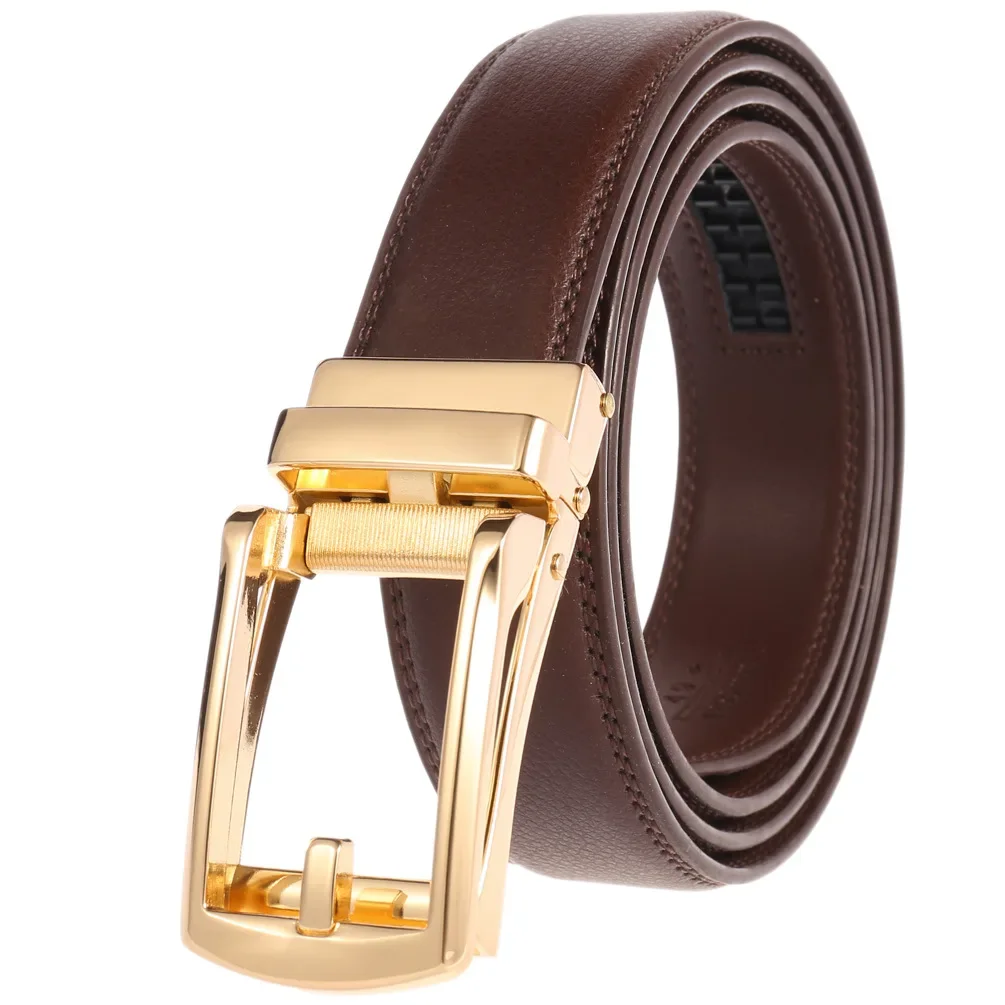 Plyesxale 3cm Width White Genuine Leather Belt Men Cowhide Strap for Men Alloy Automatic Buckle Belts Formal Cummerbunds B1105