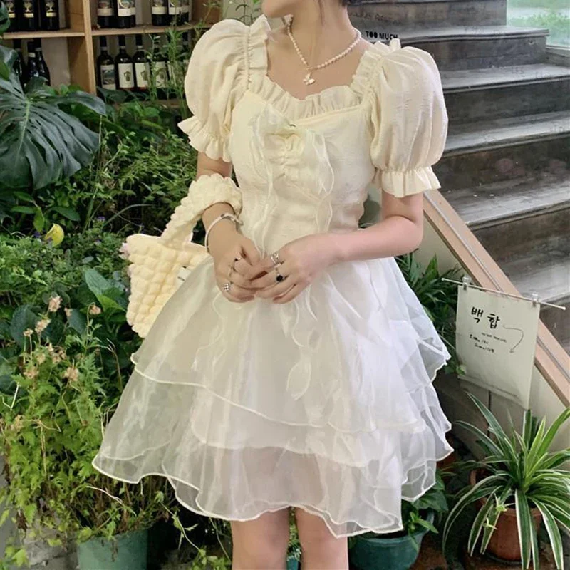 2024 Summer Princess Skirt Sweet Three layer Yarn Skirt for Girls Pong Dress with Detachable Bow  birthday dress for women