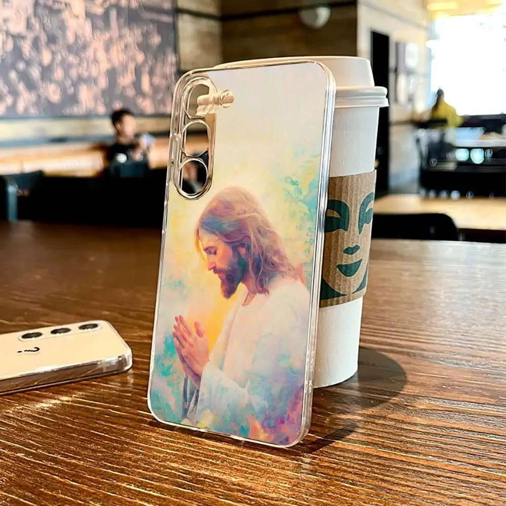 غطاء هاتف God Jesus Prray 1 لهاتف SamsungS25,24,21,22,23,30,Ultra,20,Plus,Fe,Lite,not,10,9,5G غطاء شفاف