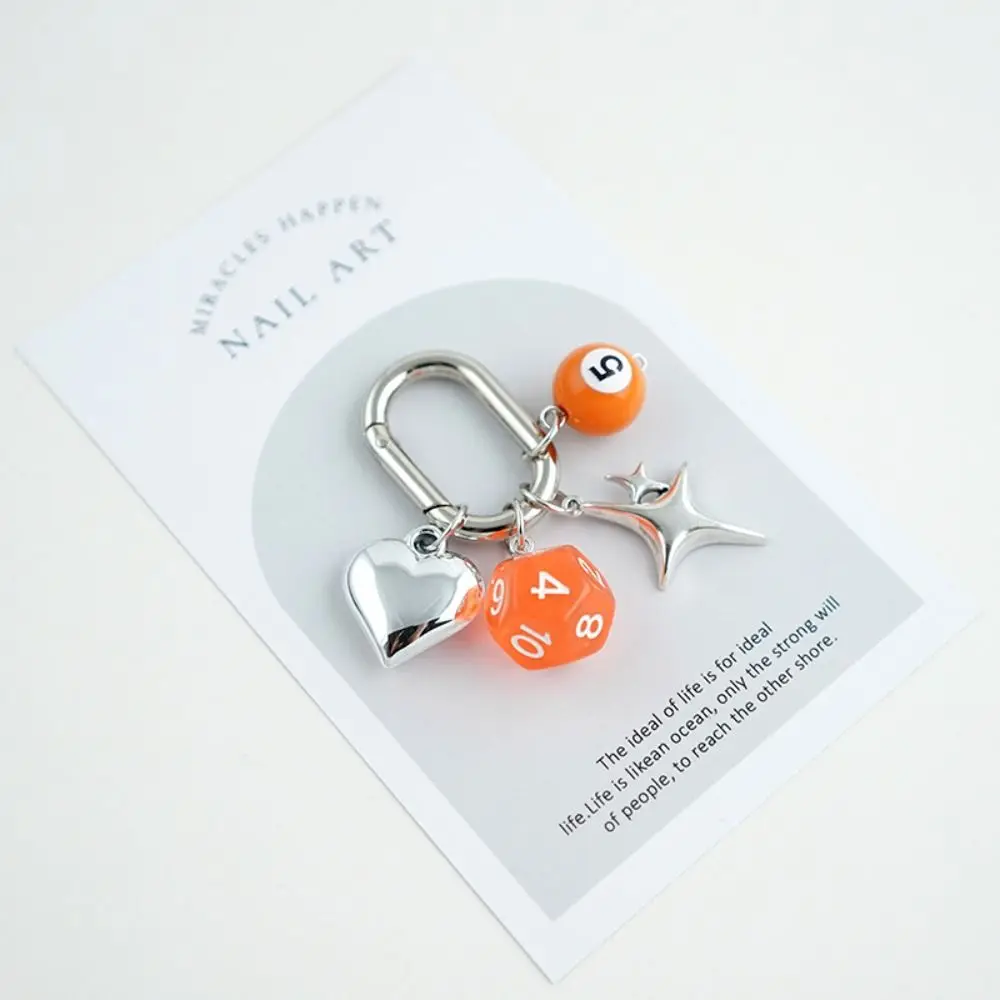 Bag Pendant Fashion Billiard Pool Keychain Colorful Creative 12 Sides Cube Keyrings Irregular Alloy Table Ball Key Ring Girls