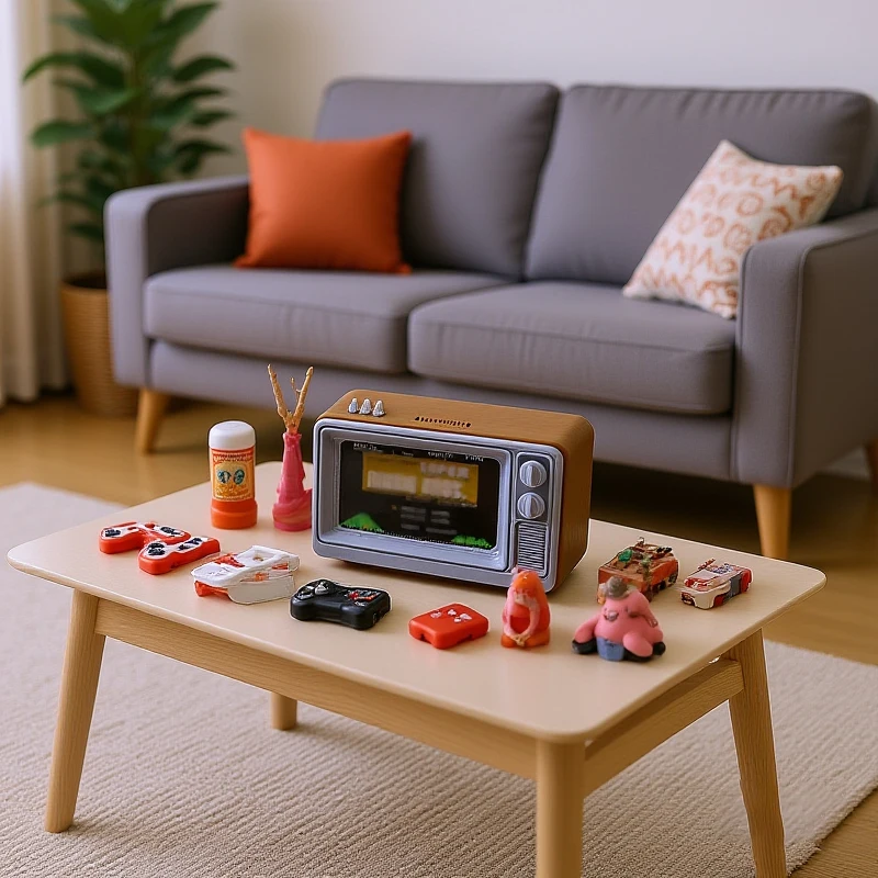 Modello di console di gioco TV nostalgica in miniatura in scala 1/12 per 12 accessori per casa delle bambole da collezione per decorazioni per scene di soggiorno
