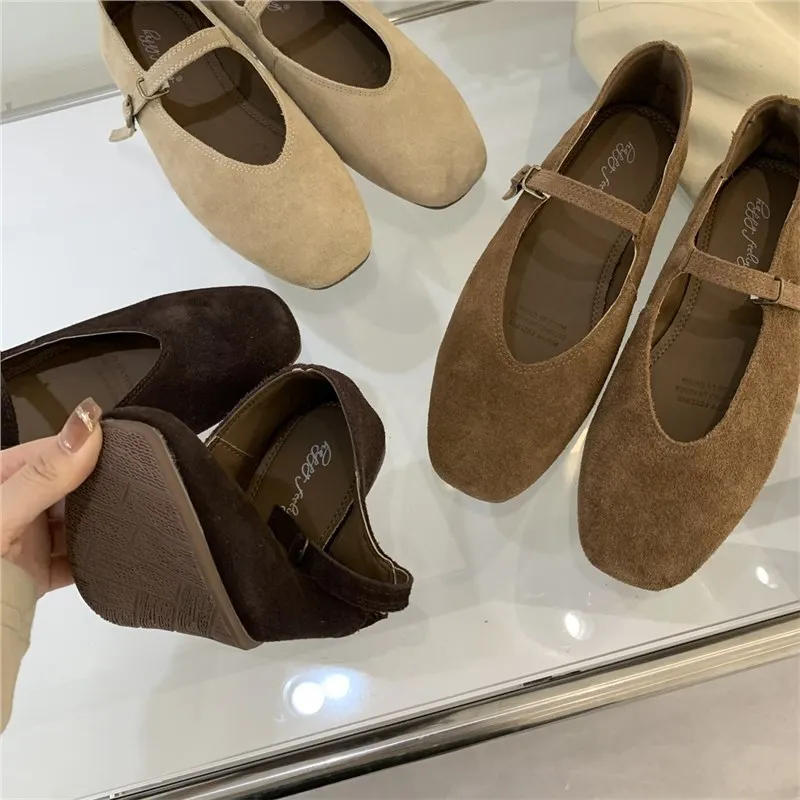 العلامة التجارية الجديدة النساء الشقق جولة تو الضحلة الانزلاق على السيدات أحذية الباليه عادية لينة جلدية أنيقة فستان أحذية 2026 جديد #4
