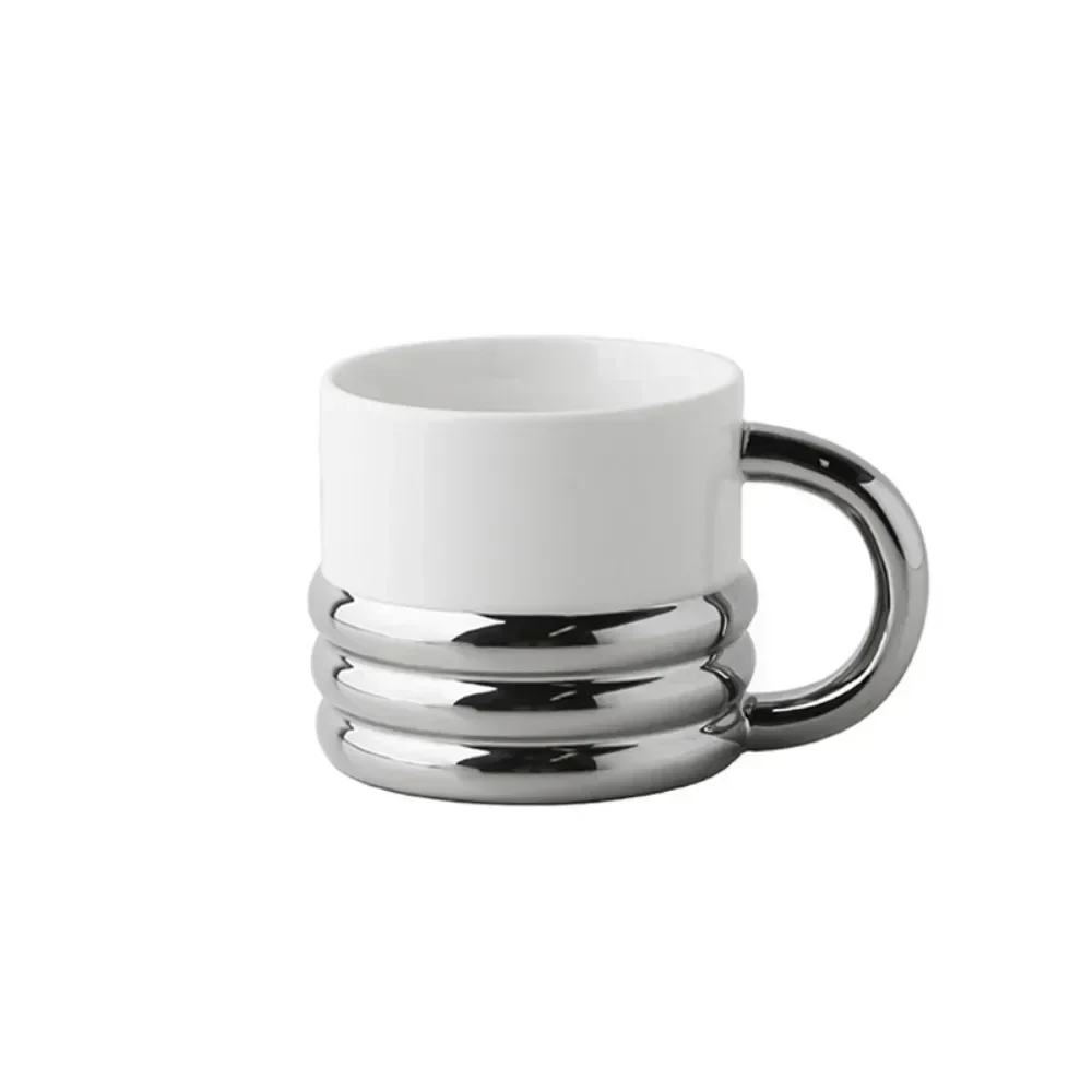 Livetai Stylish Silver Ceramic Coffee Mug Set, Elegant & Durable Drinkware Ceramic Cups Gift for Women, Home & Office Use - view 4