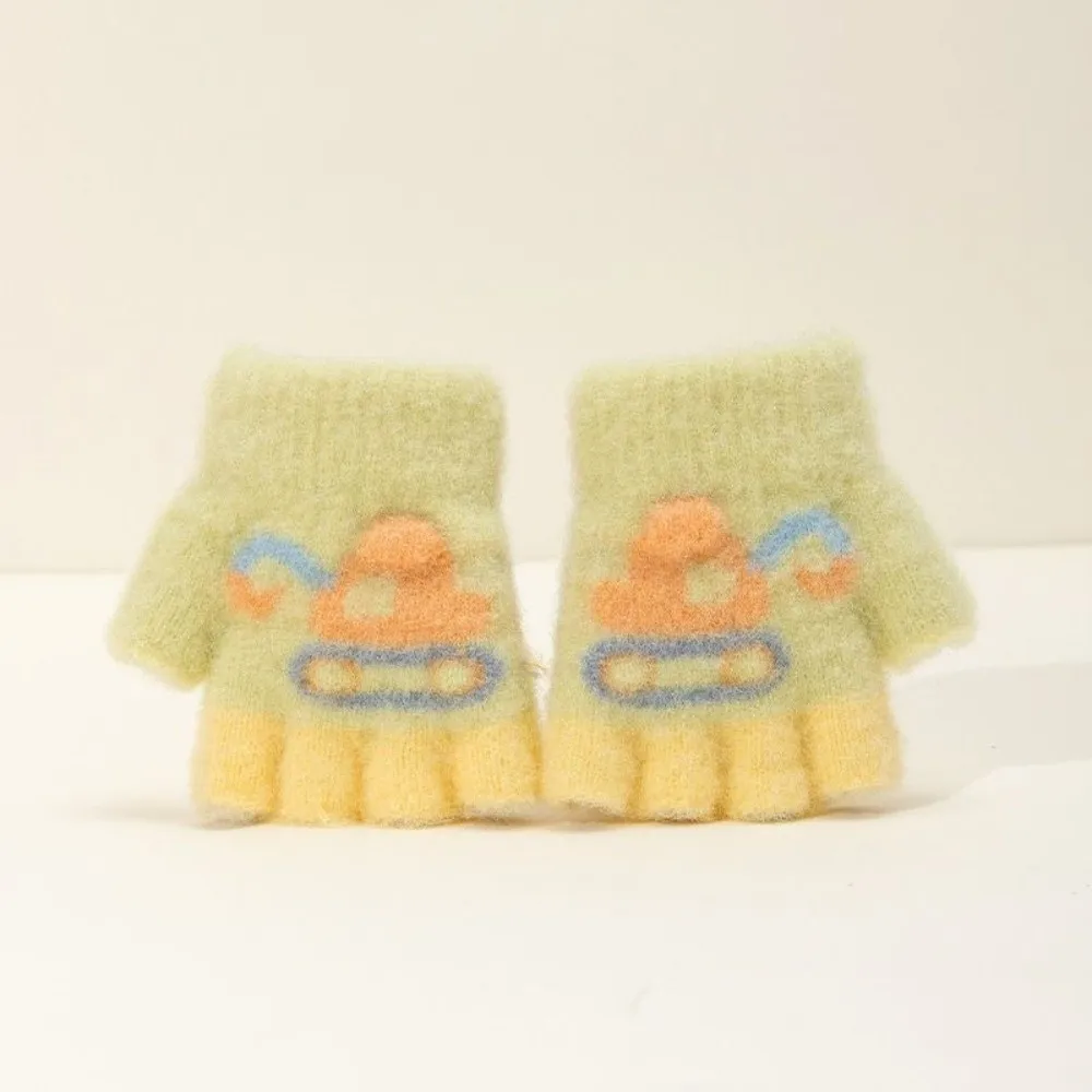 

New Cute Cartoon Children's Gloves Cold Proof Windproof Half-finger Mitten Knitted Warm Gloves