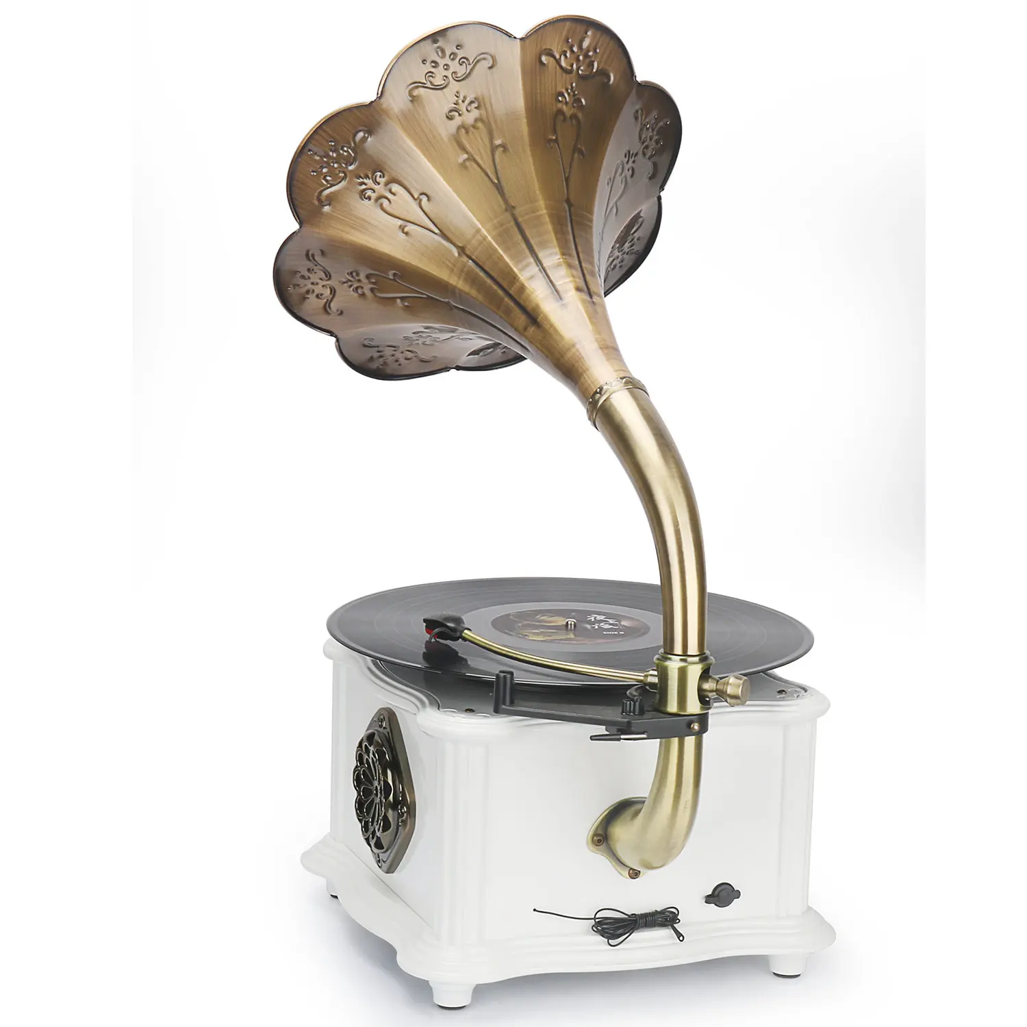 Gramophone Phonograph Turntable Vinyl Record Player Home Decoration Built-in Bluetooth, FM Radio & USB Flash Drive