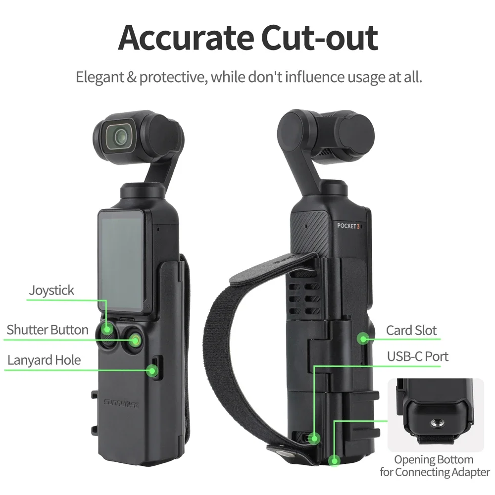 Sunnylife для DJI Osmo Pocket 3, портативный ремешок на руку, расширение холодной обуви, защитная рамка, удлинитель, ручка, чехол, аксессуары