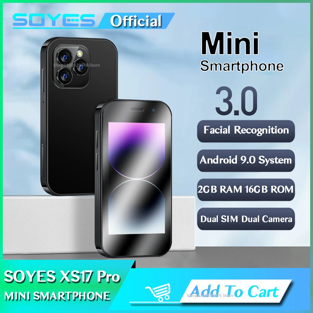 

XS17 Pro 3.0" Mini Smart Phone Android10 Face ID 4GB RAM 128GB ROM Dual SIM Standby GPS 2000mAh 3G Small Phone 2024