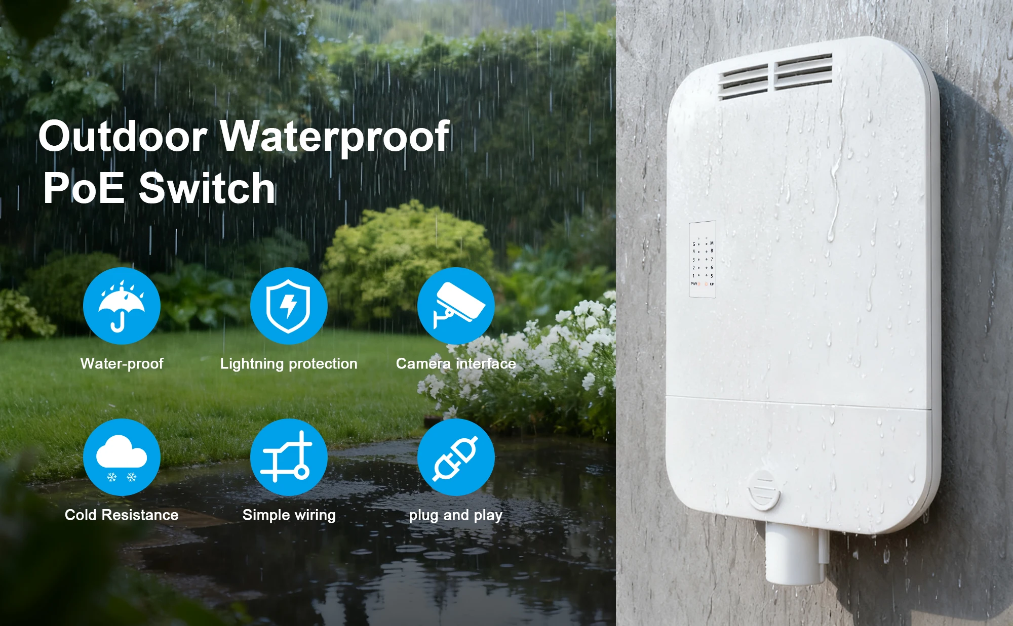 Hot Selling Poe Switch 8  Port Gigabit 1000outdoor Waterproof POEpoe for Ip Switch All in Onepoe Outdoor view 2
