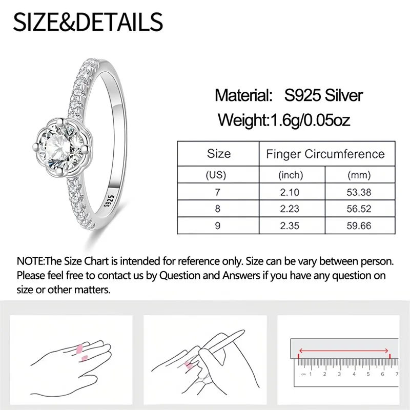 Women's Simple Design 925 Sterling Silver Engagement Ring