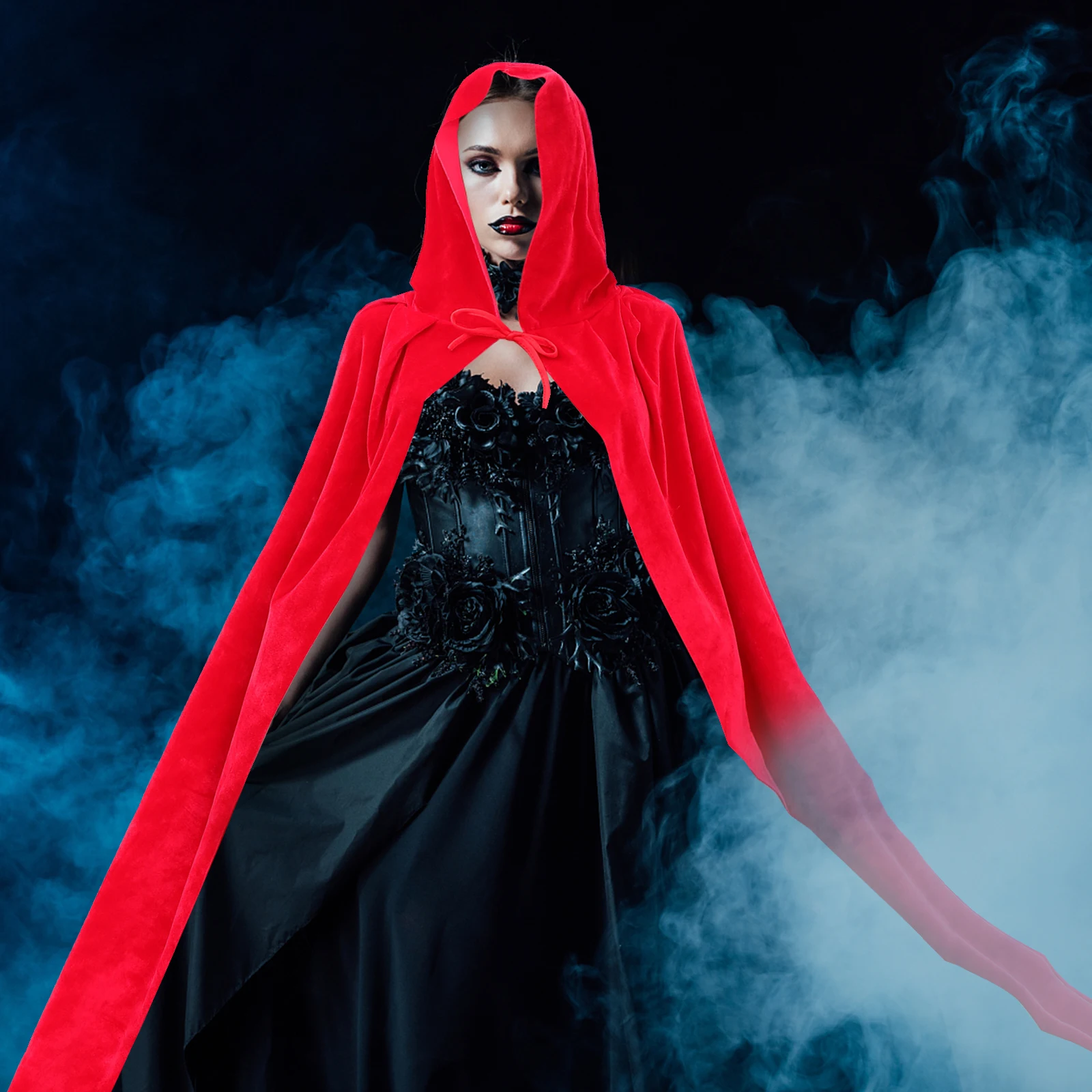 

1pc Halloween Cloak Premium Party Cape Cosplay Costume Hooded Stage Decor Costume For Halloween Party Role Play