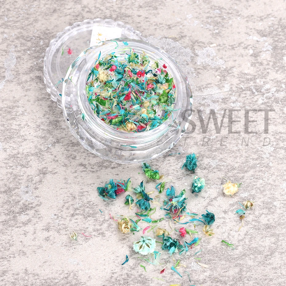 3D Dried Flowers Nail Art Decorations Natural Floral Sticker DIY Manicure Charms Designs Jewelry UV Gel Polish Nails Accessories