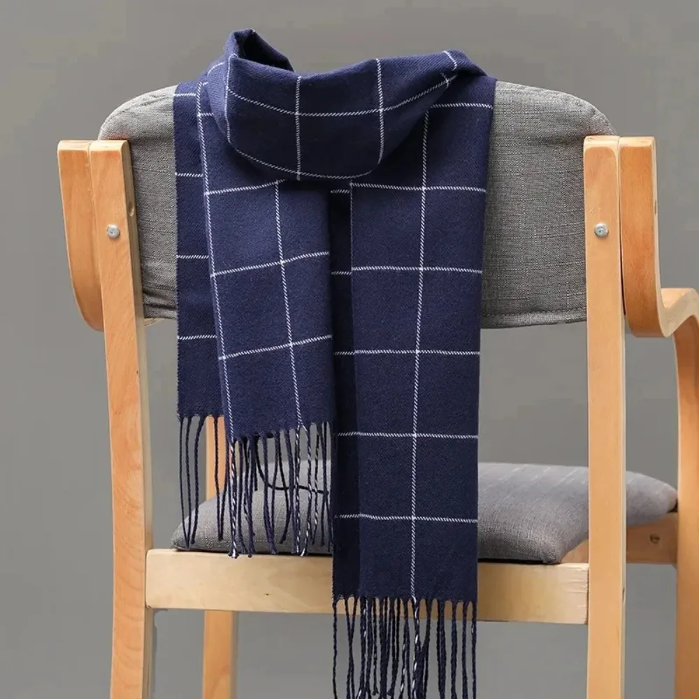 

2024 New Winter Men Scarf Keep Warm Cashmere Scarves Casual Brand Designer Pashmina Neckerchief Tassel Business Shawl Wrap