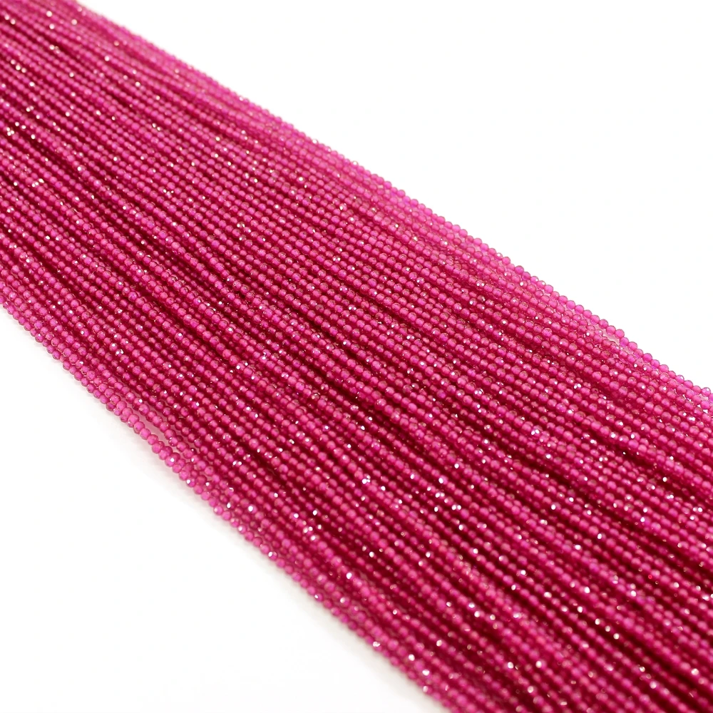Natural Ruby Faceted Round Loose Strand Tiny Small Stone Beads 2 MM 15Inch For Jewelry Making Bracelets Necklace Accessories