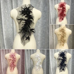 1 pz fiore paillettes patch cucire su perline Applique vestiti vestiti borse decorazione Parch accessori fai da te 47*20CM