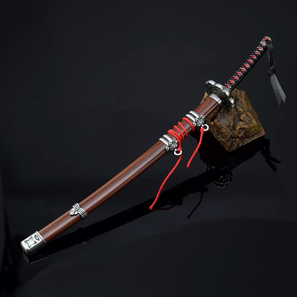 25cm Metal Sekiro Wolf Katana Sword Mini Ninja Knife Iron Japanese Samurai Katana Blade Real Weapon Model Kid Toy Anime Gift