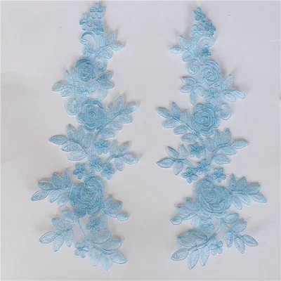 Handmade Embroidered Applique, Border Mirror Flowers, DIY Jewelry, Wedding Dress Accessories, 10Pcs, 5Pair, 19 Colors, RS2460