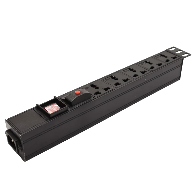 3500W 16A overload protection LED switch Aluminum 5 AC Universal Outlets Power Strip C13 Transfer interface Adapter PDU