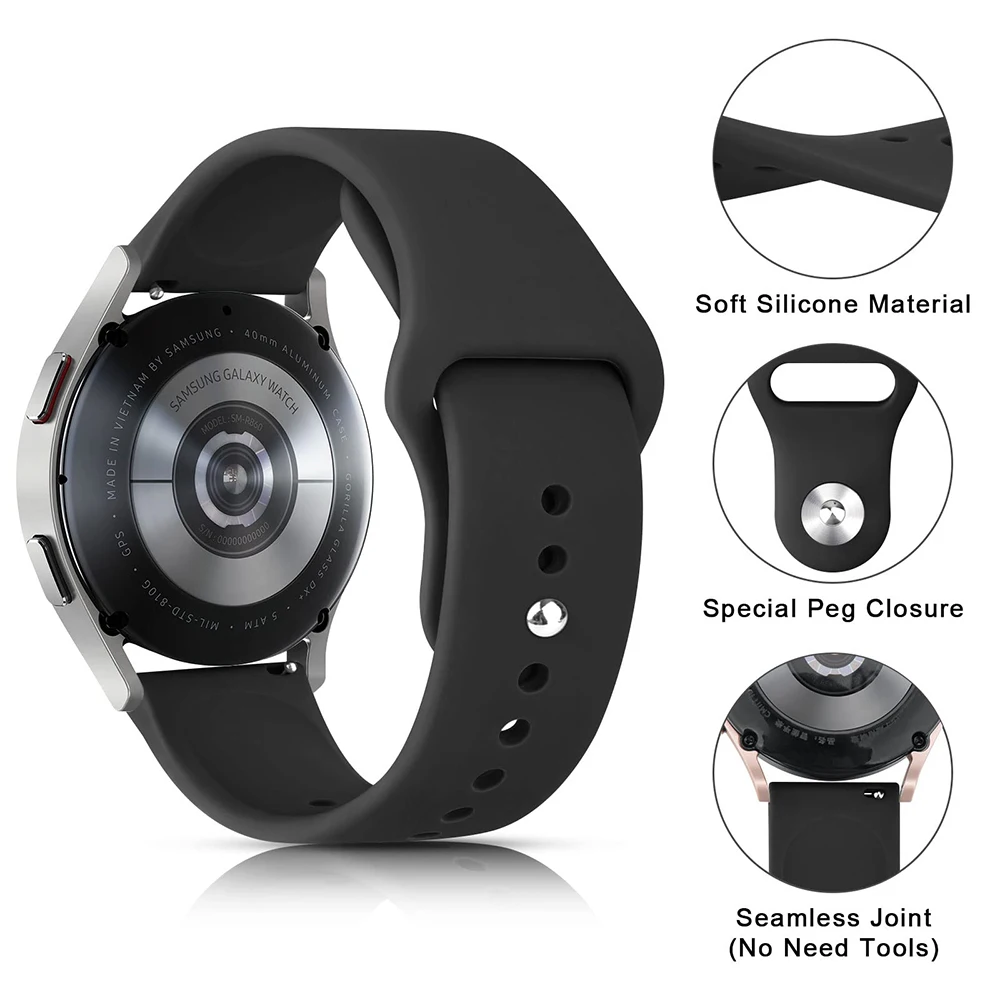 22mm 20mm strap For Samsung Galaxy watch 6/4/Classic/5/5 pro/Active2/Gear S3 Silicone bracelet Huawei watch GT 2/2e/3/3 pro band