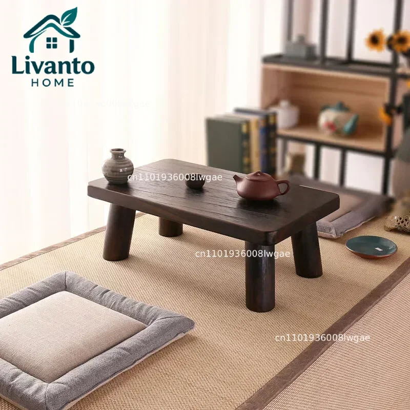 

Solid Wood Bay Window Table Japanese Tatami Small Coffee Table Bedroom Sitting Low Household Study Table Simple Furniture