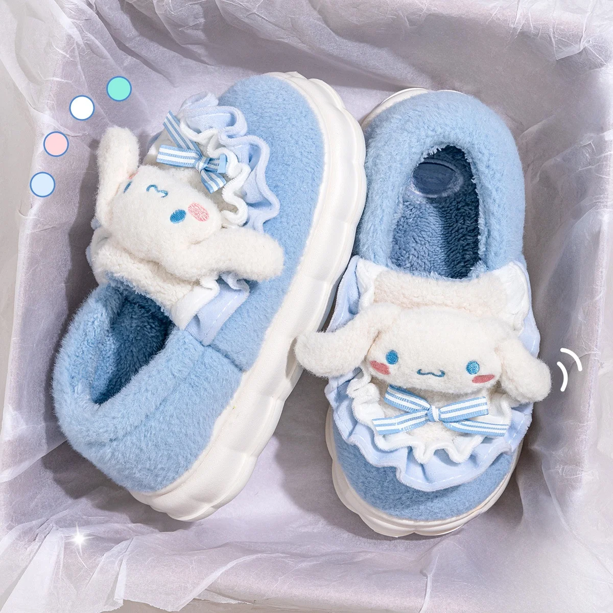 

Детские тапочки, домашняя обувь, зимняя обувь Cinnamoroll с героями мультфильмов для девочек, теплая нескользящая обувь с мягкой подошвой, розовая, синяя, размер 36-41