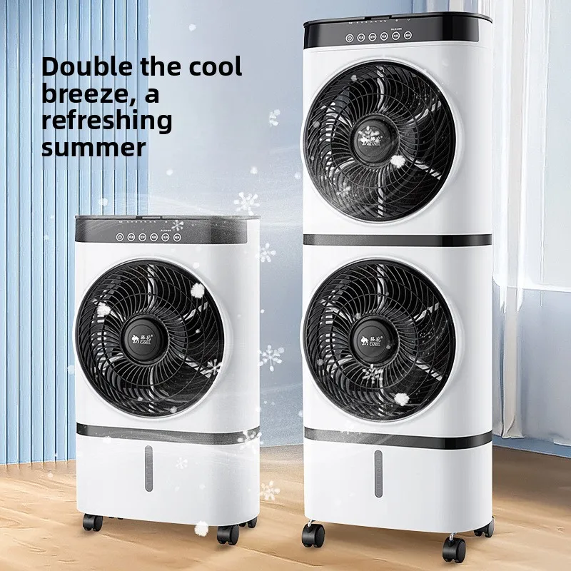 Portable Air Cooler Double Layer Water Cooling Fan Household Evaporative Air Conditioner Fan Silent Mobile Cold Air Fan With Wat