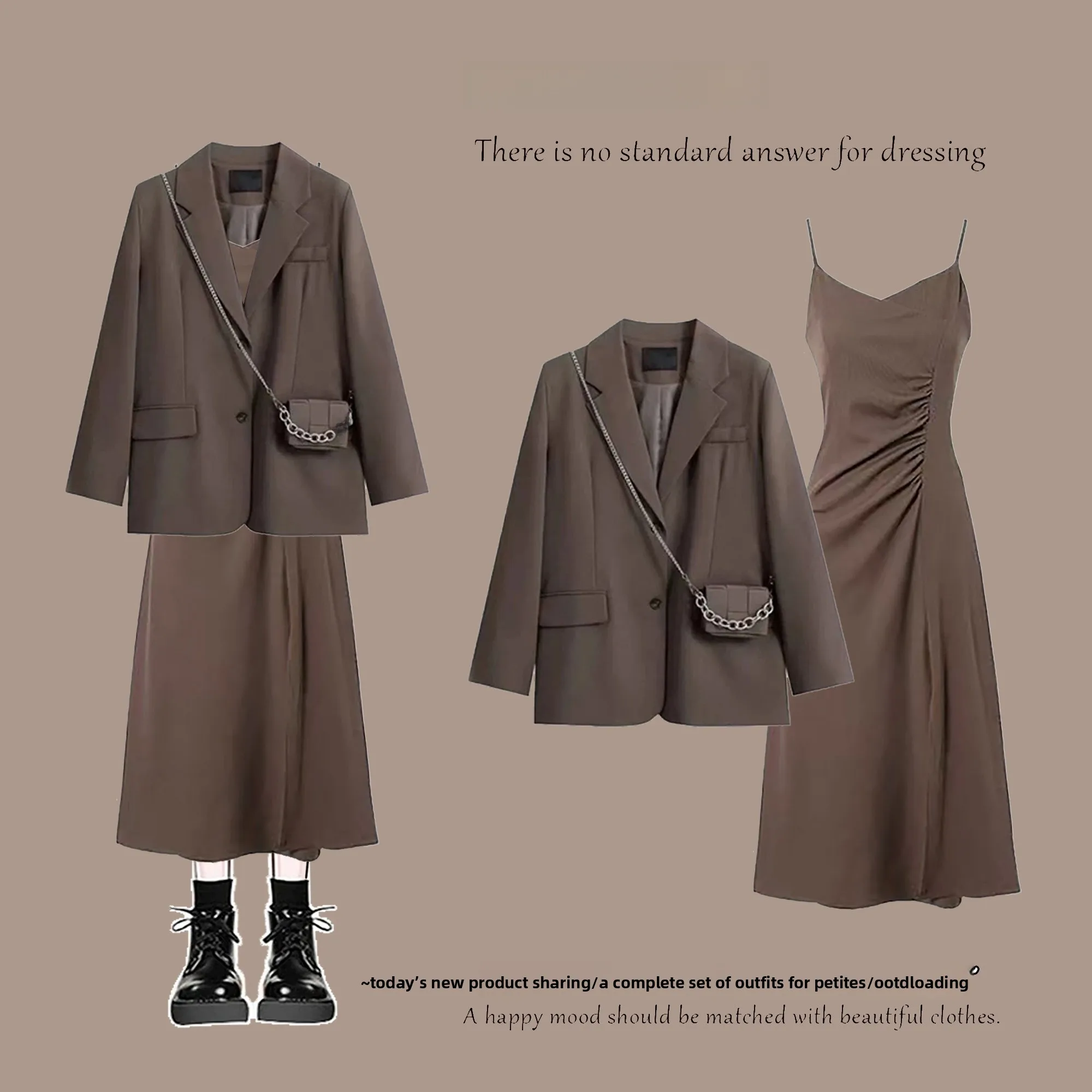 

Spring Women's Suiting Set Two-Piece Ensemble Jacket And Dress High-End Fashion Outerwear And Gown Elegant Style