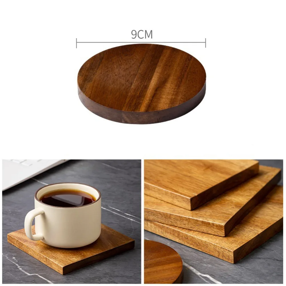 Non-Slip Unfinished Wood Coasters Thickened Versatile Acacia Wood Cup Coaster Smooth Surface Heat Insulation Table Protector Mat