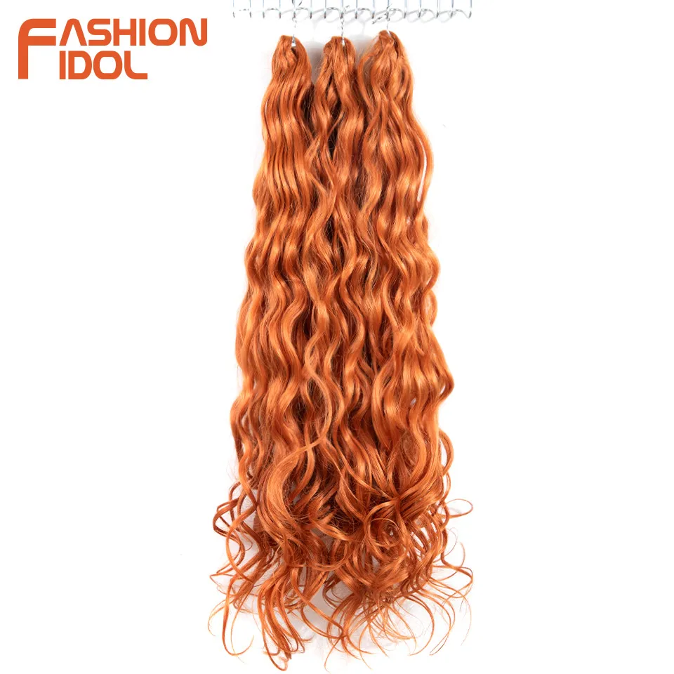FASHION IDOL 24inch Braids Hair Angelina Hair Synthetic Deep Wave Crochet Hair For Women Ombre Orange Braiding Hair Extensions view 3