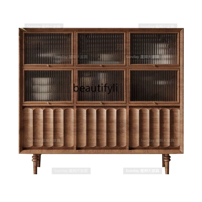 

P Log wind dining side cabinet Modern simple entrance cabinet Multifunctional cabinet can be customized