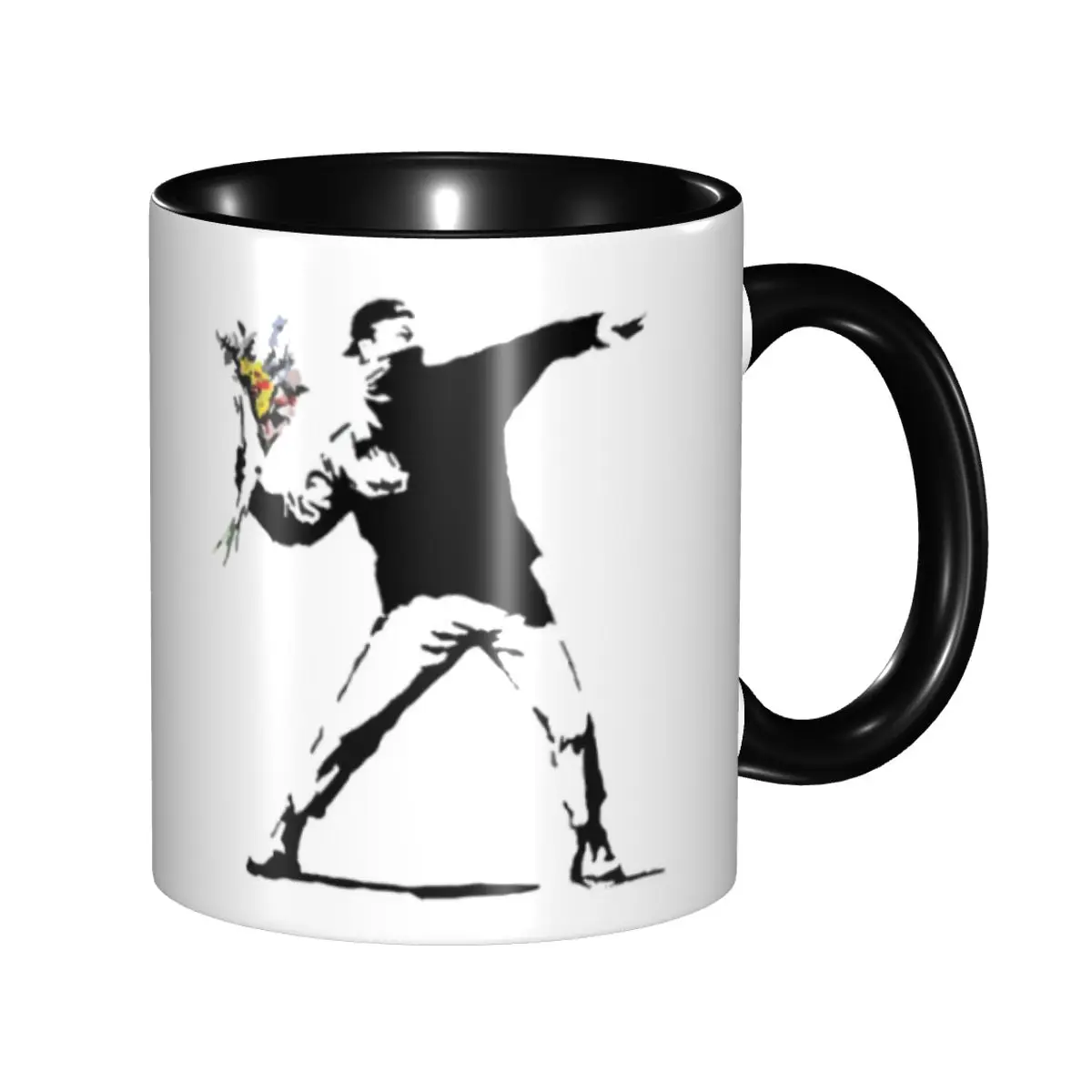 

Custom Rage Flower Bomber Stencil Coffee Mugs DIY Banksy Street Grafitti Art Ceramic Mug Cup Creative Gift