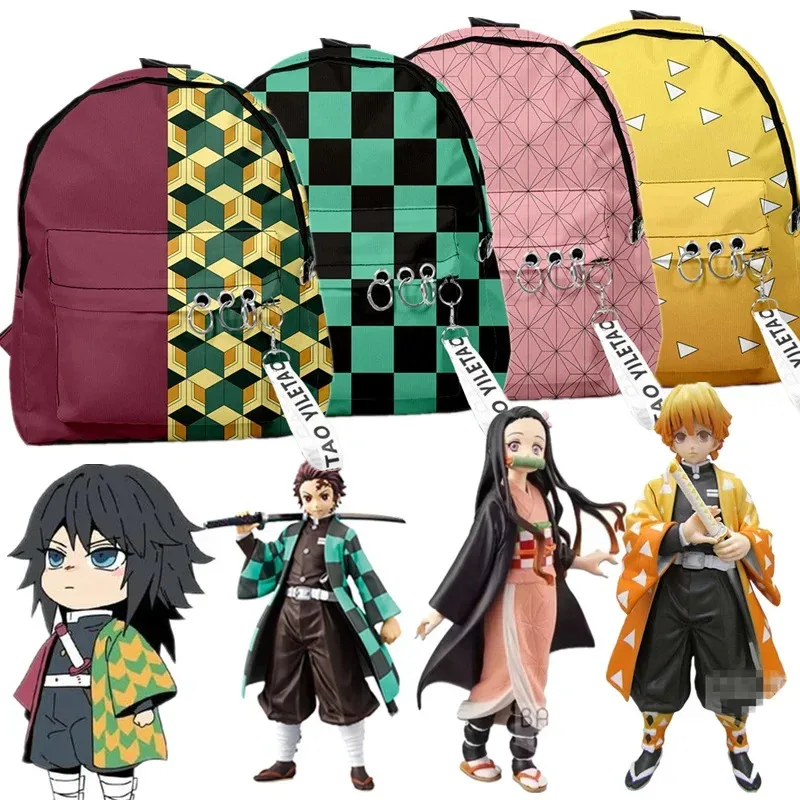 Mochila de Cosplay de Anime 2. ° Demon Slayer: Kimetsu no Yaiba, mochilas escolares de lona Tomioka Giyuu, Mochila de viaje para niñas, Mochila femenina