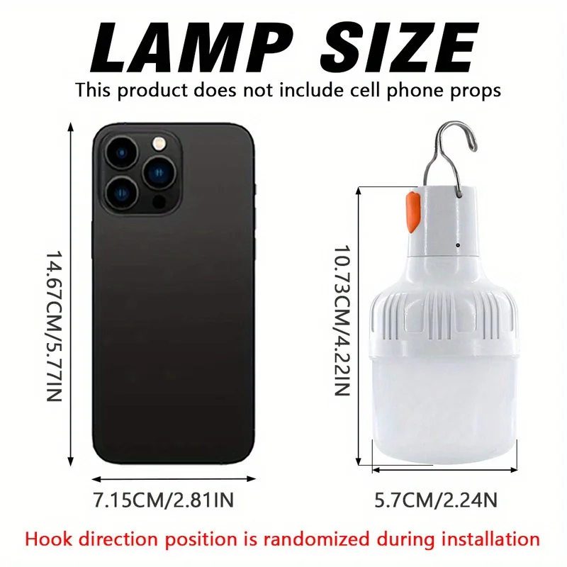 USB Rechargeable LED Tent Light, Portable Dimmable Camping Lantern for Outdoor, Emergency, Hiking, Fishing, Power Outage