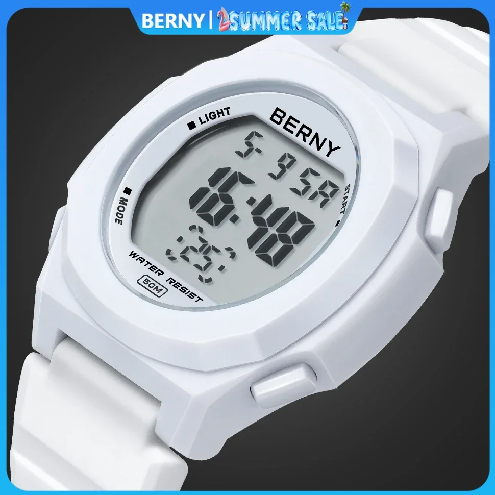 BERNY Men\'s Watch Electronic Digital Men Sports Watches Alarm Date Multifunctional Outdoor 50M Waterproof Student Wristwatches