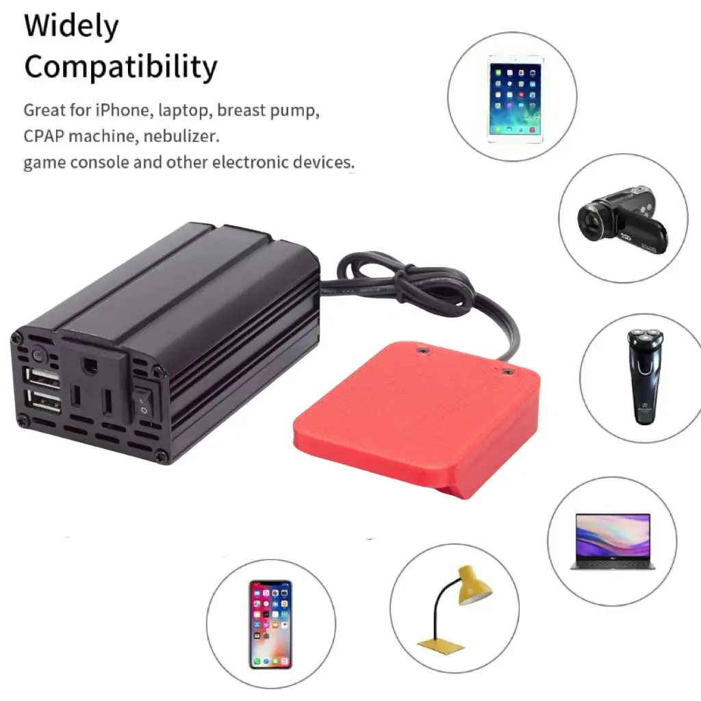 200W Portable power Converter Inverter Generator For Bauer 20v Lithium Batteries  Inverter Portable Power Station w/USB