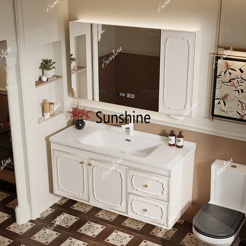

Cream wind French bathroom cabinet combination ceramic integrated hand and face