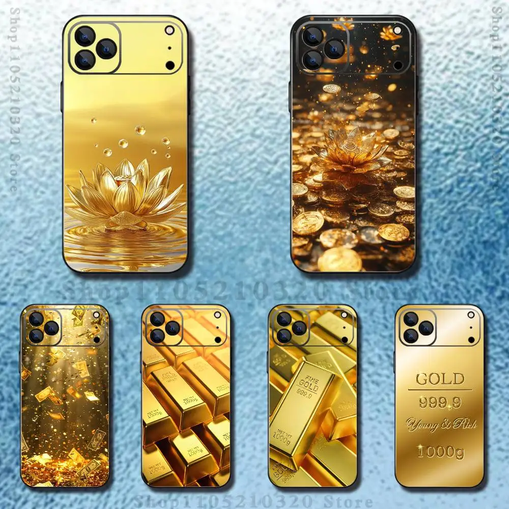 

Wealth Art Dazzling Gold Phone Case For iPhone 17,16,15,14,13,12,11,Pro,Max,Plus,E,Air,Mini Protective TPU Cover